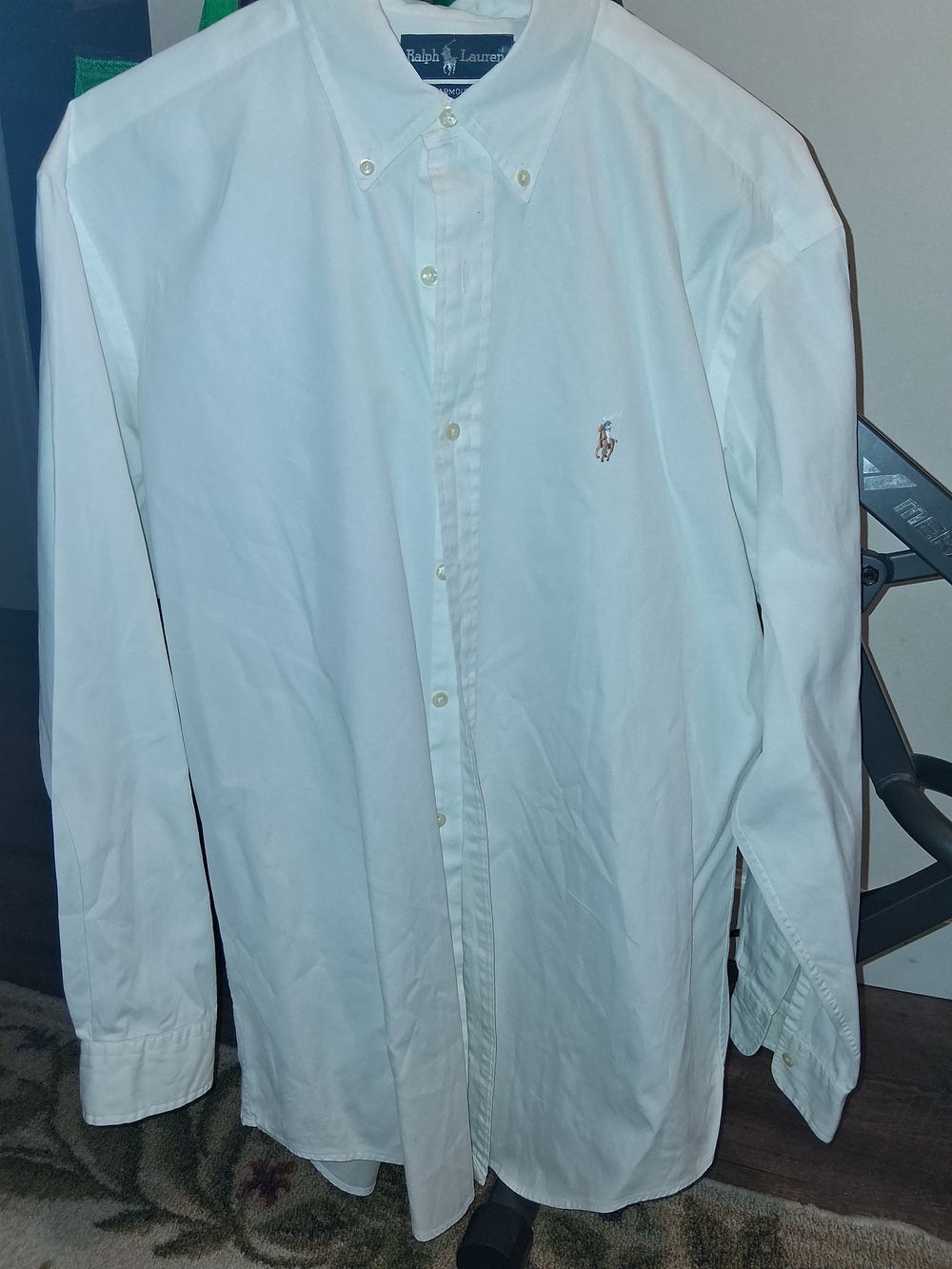 Ralph Lauren Men's White Button-Down Oxford with Polo Logo